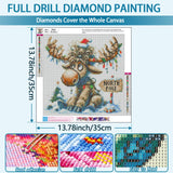 YQFCZDQ Winter Christmas Diamond Art Kits for Adults,DIY Cute Deer 5D Diamond Painting Kits Round Diamond Dots for Beginners,Full Drill Paint with Diamonds Pictures Gem Art Home Decor 13.78 x 13.78 In YQFCZDQ