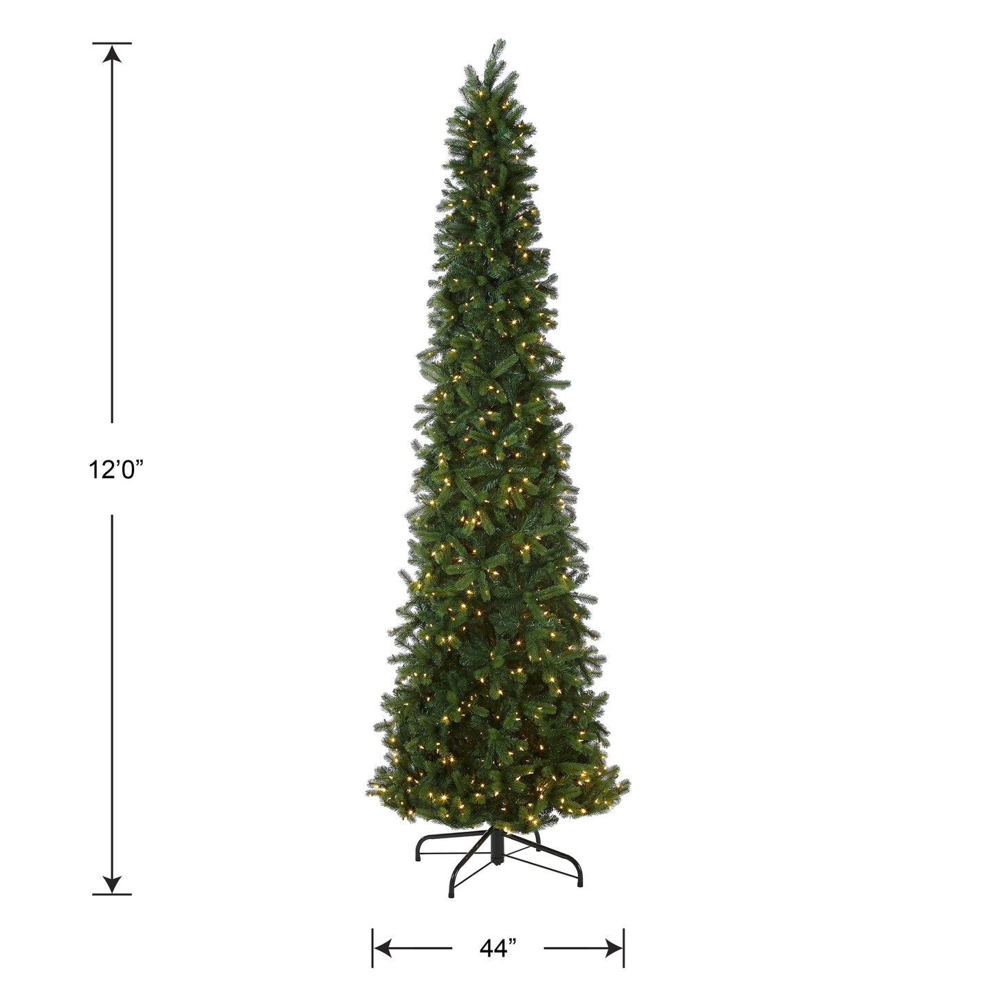 National Tree Company Pre-lit 'Feel Real' Artificial Giant Slim Downswept Christmas Tree, Green, Douglas Fir, Dual Color LED Lights, Includes PowerConnect and Stand, 12 feet