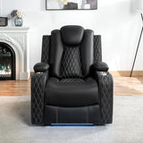 Naomi Home Chicago Recliner Chair in Black Air Leather – Modern Faux Leather Reclining Chair with Padded Armrests, Tufted Backrest, Push Back Mechanism – Living Room or Home Theater Seating Naomi Home
