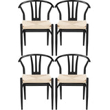 Topeakmart Weave Dining Chair Weave Modern Chair Metal Frame Accent Chair Weave Arm Chairs Set of 4，Black Topeakmart