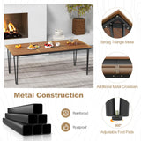 Tangkula 79 Inch Outdoor Dining Table, 8-Person Patio Table with 1.9 Inch Umbrella Hole, Metal Legs & Adjustable Foot Pads, Indoor Rectangular Bistro Table for Garden, Poolside & Park Tangkula