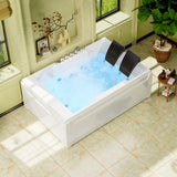 Empava 72" x 48" Whirlpool Tub, 2 Person Jetted Bathtub, Hydro Massage & Chromatherapy [ETL Certified], 3 Sided Apron, Acrylic , 1125 Watt, 110 Gallons, Left Drain Empava