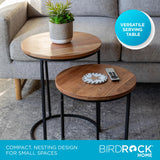 BIRDROCK HOME Wooden Nesting Side Tables - Mid Century Modern Stackable Coffee Table - Space-Saving Wooden End Table for Living Room, Bedroom, Centerpiece, Office, Balcony - Natural Mango Wood - 2 Set BIRDROCK HOME