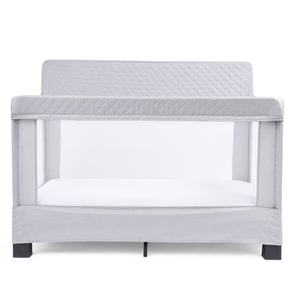 Baby Delight Horizon Full Size Crib, Breathable Mesh Walls, Tool-Free Assembly Baby Bed, Luxe Quilted Easy to Clean Fabric, Grey - WoodArtSupply