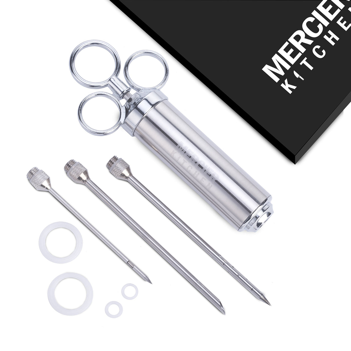 MERCIER Stainless Steel Heavy Duty Meat marinade Injector with 2-oz Large Capacity Barrel and 3 Marinade Needles Mercier Kitchen