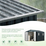 MistMo 10X10X7.5 FT Outdoor Steel Storage Shed with Lockable Doors, 2 Windows, Frame Floor (No Wood/Other Boards), Ideal for Garden, Backyard, Patio Storage Mistmo