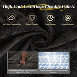 SAMERY Modular Sectional Sofa, 113" L Shaped Couch Set for Living Room Comfy Cloud Couch with Movable Ottoman, Extra Deep Seat Sofa Sleeper with 5 Pillows, Black Chenille 3-Seater Sofa SAMERY