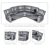 LY&S Home Collection Sectional Reclining Sofa, Sectional Couches for Living Room, Modular Manual PU Leather Recliner Sofa Livingroom Furniture Sets (Grey) LY&S Home Collection