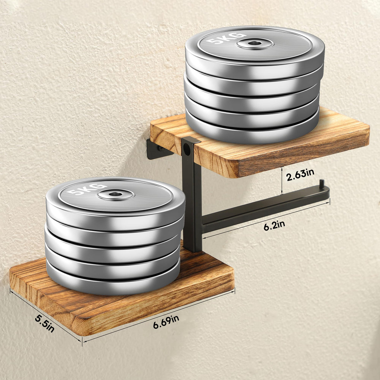 AIDILI Toilet Paper Holder with Shelf Wall Mounted - Bathroom Tissue Holder&Farmhouse Toilet Roll Holder with Wipes Storage, Carbon Rustic AIDILI