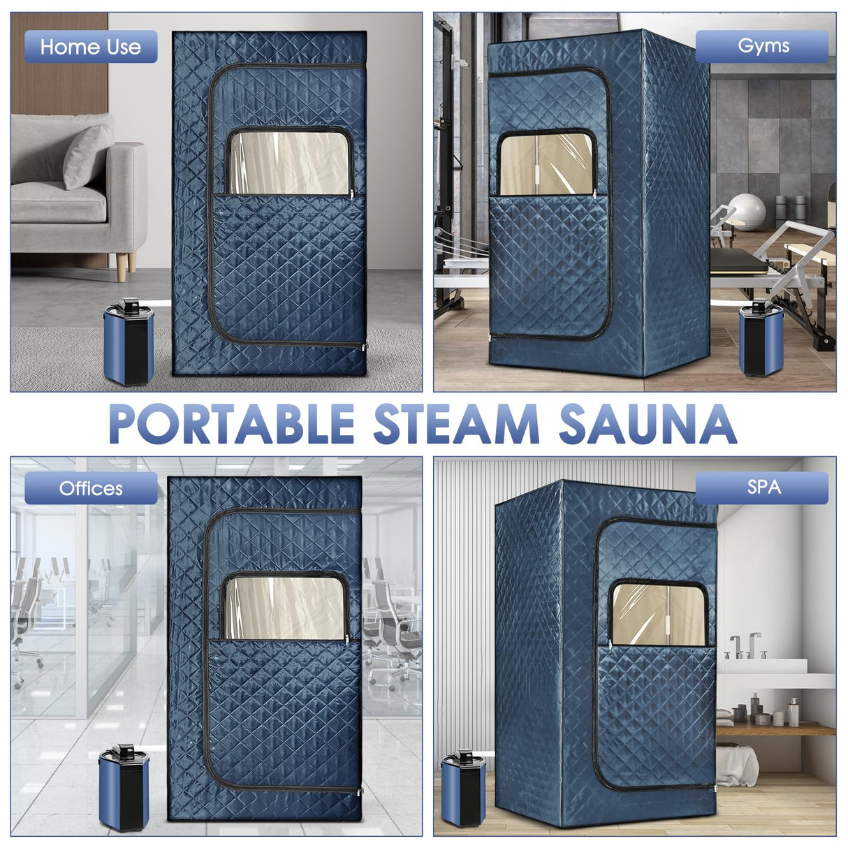 Portable Steam Sauna, Sauna Box for Home, Personal Sauna Tent with 3 L Steamer, 149°F, 9 Levels, Folding Chair, UV Atomization, Cycling Timer,72''X36''X36'' Sunakie