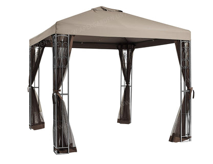 8 ft. x 8 ft. Rococo II Gazebo with Mosquito Net Tan