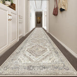 KUTA Extra Long Runner Rug for Hallway 2.6x18ft, Oriental Washable Kitchen Runner Ivory, Non-Slip Stair Runners Indoor Soft Printed Distressed Tribal Farmhouse Carpet Large Area Runner KUTA