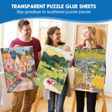 Nariolar Ultra-Adhesion Transparent Puzzle Glue Sheets, 32 Puzzle Saver Sheets for Preserving Up to 4x1000-Piece Jigsaws Nariolar