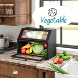 Vriccc Black Bread Box for Kitchen Counter, Large Bamboo Wood Double Layer Bread Box, Wooden Bread Storage Capacity Vriccc