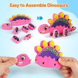 Mocoosy Wooden Dinosaur Painting Art Craft Kit for Kids 3-5, Build & Decorate Your Own Dino Crafts with Paint and Stickers, Wood Dinosaur T-Rex STEM Game Montessoi Toys Educational Gift for Boys Girls Mocoosy