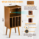 Wooden LP Record Player Stand, 3-Tier Turntable Stand Cabinet Holds up to 100 Albums, Metal Record Storage Holder and Organizer Table, Mid-Century Modern Record Player Holder for Living Room & Bedroom 2BHOME