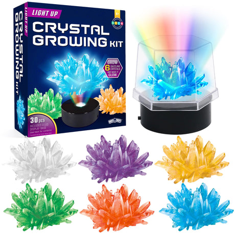 BenBen Crystal Growing Kit for Kids, Grow 6 Crystals with Light Up Display Stand, Educational STEM Toys for Girls and Boys, Science Kit for Kids Age 8-14, Birthday Gifts Science Experiments BenBen
