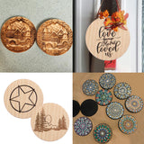 36 PCS 4 Inch Unfinished Wood Coasters, Premium Round Wooden Plaques for DIY Crafts, Drawing, Painting, Wood Engraving, Wood Burning, Laser Scroll Sawing and Home Decoration GNIEMCKIN