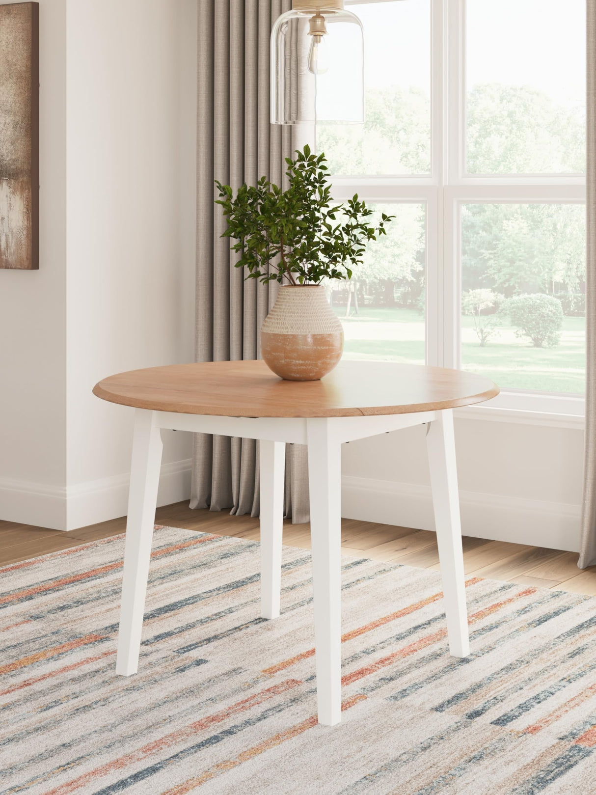 Signature Design by Ashley Gesthaven Farmhouse Dining Drop Leaf Table with 4 Legs, Light Brown & White Signature Design by Ashley