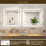 TETOTE 72 x 32 LED Bathroom Mirror, Brighter Lighted Bathroom Vanity Mirror with LED Lights, Light up Front and Backlit 3-Color Dimmable Anti Fog Illuminated Mirror, Waterproof, Shatterproof TETOTE