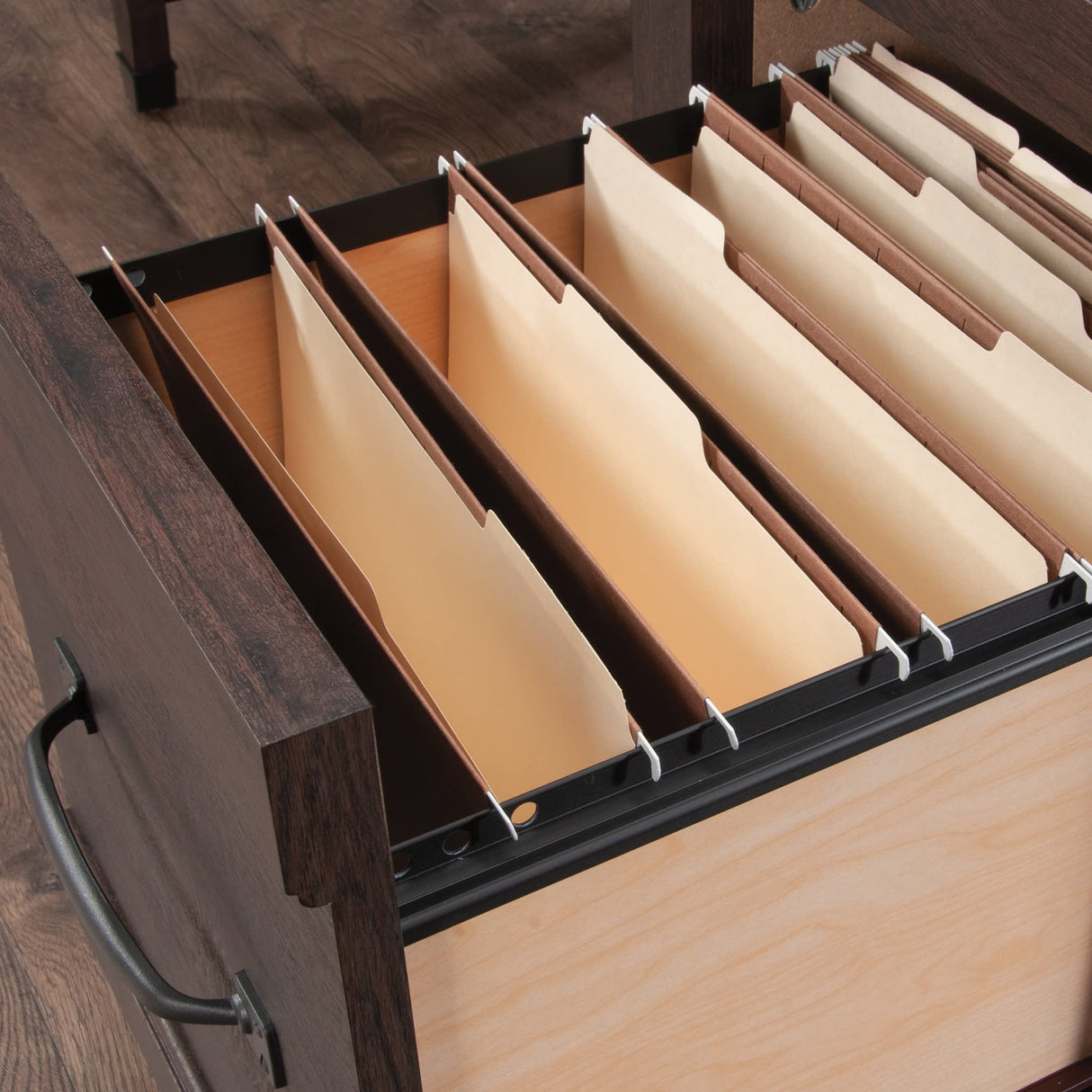 Sauder Carson Forge Pedestal Desk, Rustic Cedar Finish Sauder