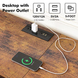 YGEOMER TV Stand Entertainment Center for 55 Inch TVs, with Charging Station and Lights Open Storage Shelves, TV Media Console, Open Storage Shelf with Sound Rack for Living Room, Rustic Brown YGEOMER