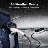 MACARLON Level 1 & 2 EV Charger, 16A 110V-240V 25ft Cable Portable J1772 Electric Car Charger American Flag Style with NEMA 6-20 & 5-15 Adapter for Home, Adjustable Current, Scheduled Charging, Silver MACARLON