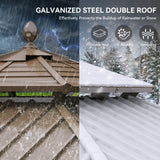 YITAHOME 10x10ft HardTop Gazebo with Nettings and Curtains, Heavy Duty Double Roof Galvanized Steel Outdoor Combined of Horizontal Vertical Stripes Roof for Patio, Backyard, Deck, Lawn (Bronze) YITAHOME