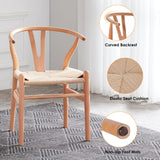 STARY Fully Assembled Wishbone Rattan Dining Room Chairs, Set of 4, Natural STARY