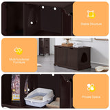Yaheetech Cat Litter Box Enclosure, Cat Litter Box Furniture Hidden, Wooden Pet Crate Cat Washroom Storage Bench with Divider Home Litter Loo Indoor Cat House Espresso Yaheetech