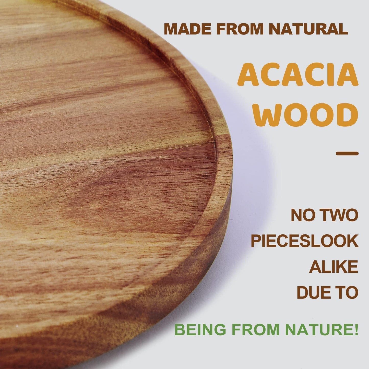 [ 2 Pack ] 10-inch Acacia Wood Lazy Susan Organizers, ACIAZAAZ Lazy Susan Turntable for Cabinet, Kitchen Turntable Storage for Table, Countertop, Pantry