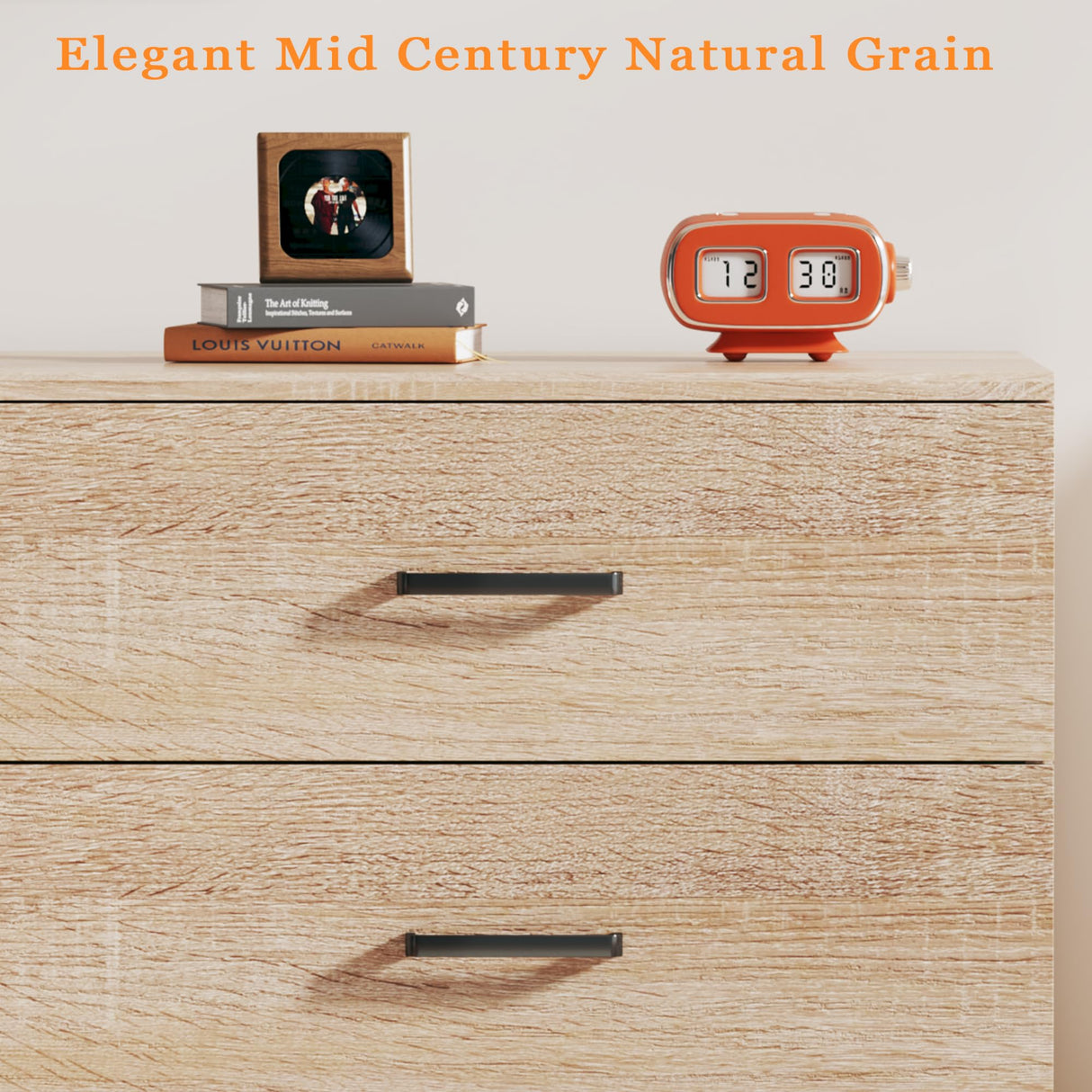 LIMGLIM 6 Drawer Dresser for Bedroom, Wooden Chest of Drawers with Metal Handles, Mid Century Modern Bedroom Dressers, TV Stand Large Storage Organizer for Living Room, Entryway, Light Oak LIMGLIM