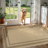 LIVEBOX Scalloped Easy Jute 3x5 Outdoor Rug, Washable Non-Slip Geometri Tan Rugs for Entryway, Indoor Outdoor Farmhouse Rug Morden Carpet Door Mat Area Rug for Bedroom Living Room Kitchen LIVEBOX