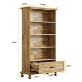 Tribesigns 6-Tier Oak Bookcase with Drawer for Stylish Storage Tribesigns