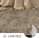 Bavni Runner Rug, Ultra-Thin Foldable Low Pile Rugs for Hallways Kitchen Bedroom, Machine Washable Non Slip Rubber Rugs Backing, Sound Absorbing Decorative Sage Rectangle 2x5 Rug Bavni