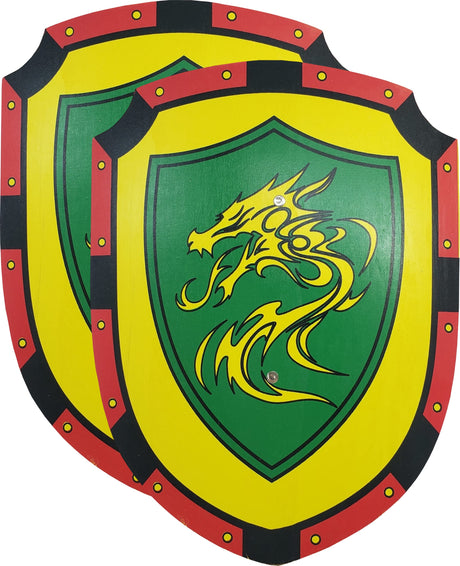 Adventure Awaits! - 2-Pack - Handmade Wooden Toy Dragon Shield - Handmade - Lightweight Wood Toy Shield Set for Outdoor Play Adventure Awaits!
