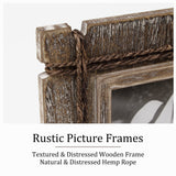 takfot Rustic Picture Frames 5x7 Wooden Picture Frame Set of 2, Distressed Western Photo Frame with Real Glass Wall and Tabletop Display Gift for Mom Dad Family Friends takfot
