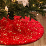 Amidaky Christmas Tree Skirt Red 30 inch Gold Christmas Tree Skirt Snowflakes Faux Fur for Xmas Holiday Home Party Amidaky