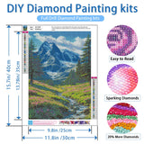 NWQZBYHT Landscape 5D Diamond Painting Kits for Adults,Mountain Diamond Art Kits for Adults,DIY Round Full Drill Gem Art Kits for Beginner,Diamond Dots Picture Crafts Home Wall Decor 12x16 Inch NWQZBYHT