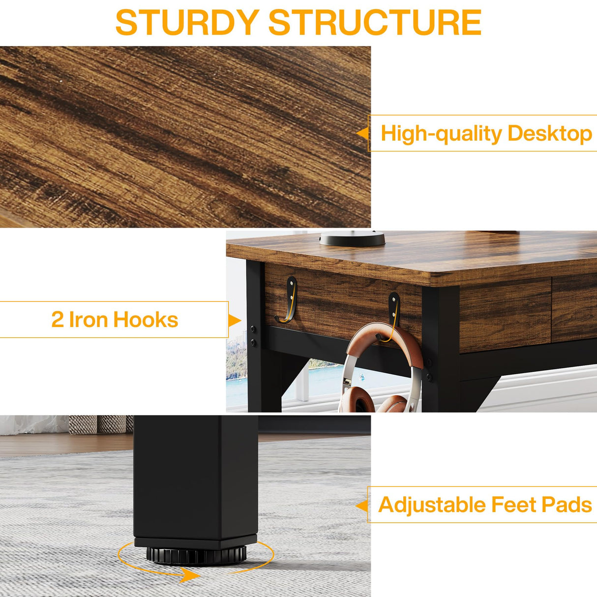 Tribesigns 78.7" Extra Long Computer Desk, [Double Desk] [2 Drawers], Two Person Desk Large Executive Office Desk, Writing Table Study Desk for Home Office, Rustic Brown Tribesigns