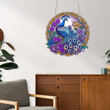 Reofrey Hanging Diamond Art Kits for Adults - 8x8 Inch Peacock Animal Acrylic Board Double Sided Pattern Diamond Painting Suncatcher Pendant, Crystal Art for Home Wall Window Decoration Handmade Gift Reofrey