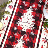 Buffalo Plaid Christmas Tree Christmas Table Runner, Red Winter Holiday Kitchen Dining Christmas Table Decoration for Indoor Outdoor Home Party Decor 13x72 Inch (Christmas Tree) Lapensa