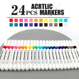 Dabo&Shobo Acrylic Paint Pens 24 Colors, 2-3mm Premium Medium Tip, Acrylic Paint Markers for Rock Painting, Stone, Glass, Wood, Fabric, Canvas, Metal, Easter DIY Crafts Making Dabo&Shobo