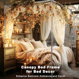 Stainless Steel Canopy Bed Frame King Size, Thicken Full Size Canopy Frame for Metal Bed Wood Bed Bedroom Decor ForestSource