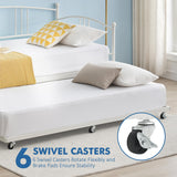 GarveeHome Daybed with Trundle, Sturdy Metal Day Bed with Steel Slat Support, Trundle Bed Twin with Arched Headboard, SofaBed for Living Room, Bedroom and Guest Room, White GarveeHome