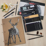 Brusarth Charcoal Pencils for Drawing, Set of 26, Professional Drawing Sketch Pencils, Art Supplies for Drawing, Shading, Sketching, Blending, Artist Pencils for Beginners & Pro Artists Brusarth