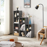 VECELO Small Bookshelf, 5 Cube Slim Bookcase, Fits Tallest Hardcovers, Horizontal Available, Modern Floor Standing Unit, Each Shelf Hold Up to 66 LBS,Modern Gray VECELO