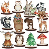 Geetery 12 Pcs Woodland Animals Wooden Animal Cutout Shapes Forest Painted Woodland Baby Shower Decorations Wild Creatures Wood Table Centerpieces for Forest Camp Party Supplies (Cute) Geetery