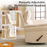 Rhevoy Oversized Recliner Chair, 26" Extra Wide 360° Swivel Rocker Recliner with Adjustable Headrest, Chenille Glider Rocking Nursery Chair with Overstuffed Armrest, Lumbar Support, Beige Rhevoy