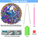 Reofrey Hanging Diamond Art Kits for Adults - 8x8 Inch Peacock Animal Acrylic Board Double Sided Pattern Diamond Painting Suncatcher Pendant, Crystal Art for Home Wall Window Decoration Handmade Gift Reofrey